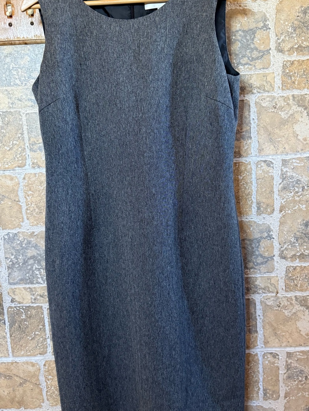 Jones New York Dress Women’s 14 Charcoal Gray Sleeveless Sheath Midi